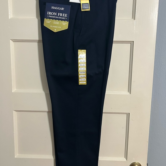 Haggar Premium Khaki Pants in Dark Navy - Picture 1 of 3